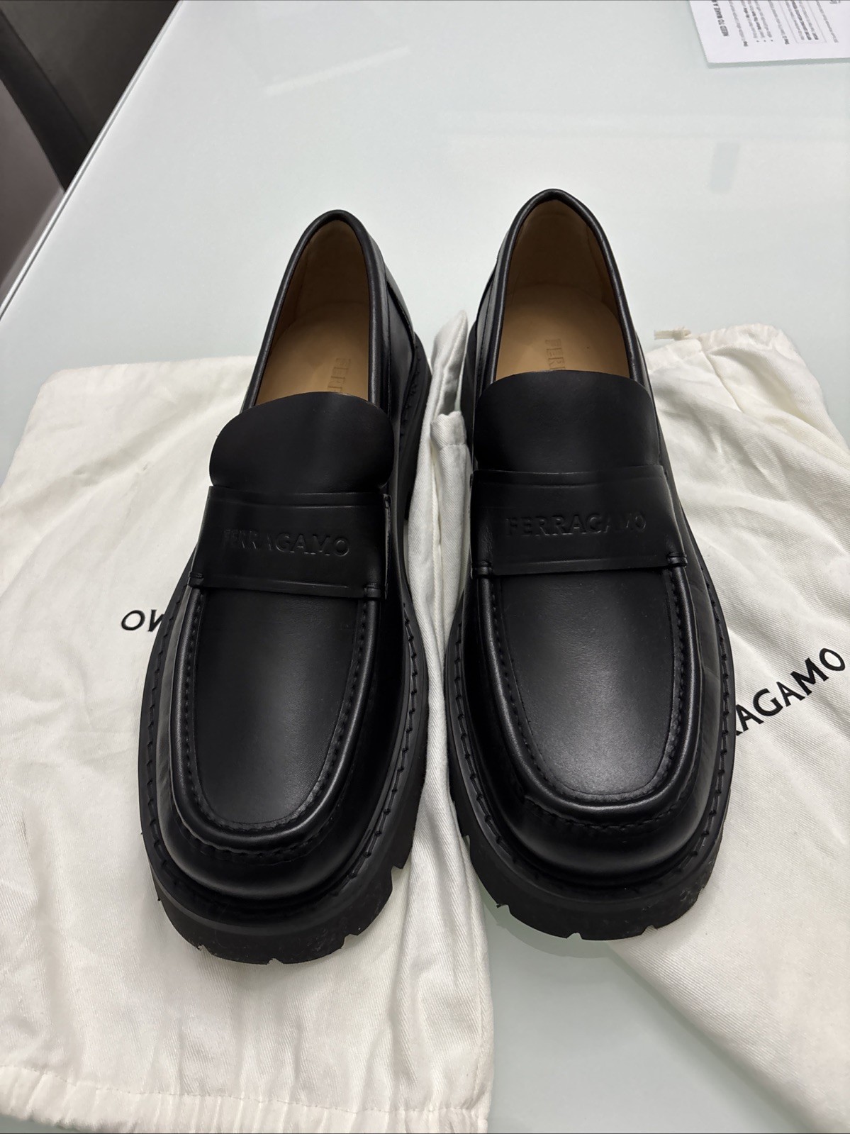 SAOLA Mocassino uomo Salvatore Ferragamo suola a strappo nero 11 EE nuovo