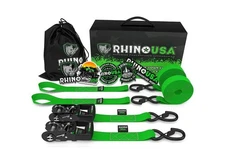 Rhino USA HDKIT-2PK-GRN 1.6" x 8' HD Ratchet Tie-Down Set (2-Pack Green)