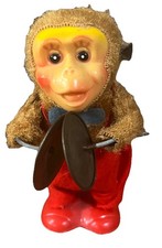 Vintage Key Wind Up Monkey with Cymbals Hong Kong Missing Ear And Wind Key 5.5  