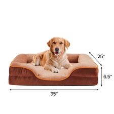 35"X25" Orthopedic Dog Bed, Large Pet Sofa Bed with Egg Crate Foam Support, Mach
