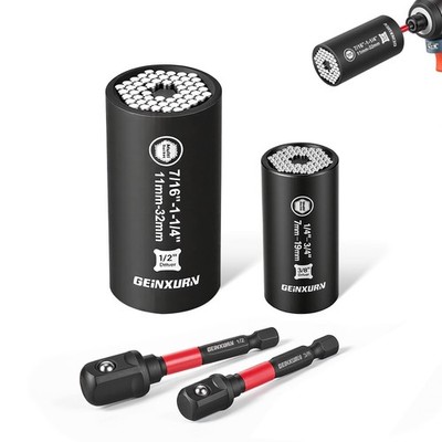 4 PCS Universal Socket Set Heavy Duty, SAE& Metric (7-32mm, 1/4''-1-1/4'') Supe...