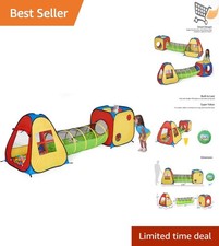 3 in 1 Play Tent with Tunnel and Ball Pit Kids Indoor Outdoor Fun