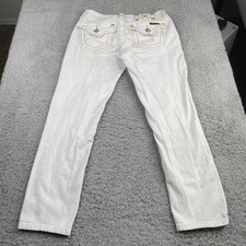 Miss Me Skinny Crop Jeans Womens 26 26x25 White Embellished Denim