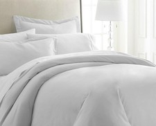 ienjoy Home 3pc Duvet Cover Set Queen Light Gray Brushed Microfiber NEW