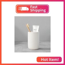 BSDISP White Toothbrush Holders for Bathrooms - 1 Cups Ceramic Toothbrush Toothp