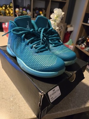 Air Jordan Super.Fly 4 PO BG basketball shoes in a Rio Teal colorway. Size 6.5 Y