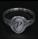 VTG Sterling Silver RAIN & BOW Initial P Letter Sun & Moon Signet Ring Size 7 2g — photo 3
