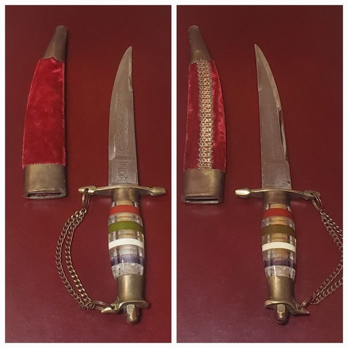 Vtg. India Traditional Sikh Kirpan Dagger Knife w/ Scabbard Sheath