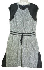 Tommy Hilfiger T-Shirt Dress Size Large Gray Heathered Cap Sleeve Elastic Waist