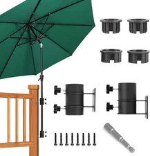 Patio Umbrella Base Umbrella Clamp Mount Bracket for Deck Railing, Flat Mount