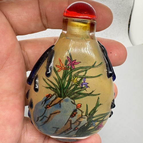 Ancient Chinese Beijing collection, pure hand painting, glass, snuff bottle - Picture 3 of 8