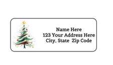 30 ARTSY CHRISTMAS TREE PERSONALIZED RETURN ADDRESS LABELS 1 in X 2.625 in