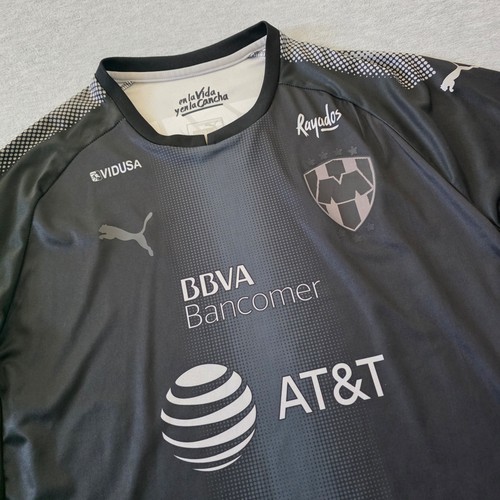 Puma Monterrey CF Rayados Mens Soccer Jersey Black Charcoal Liga MX 762299 Large