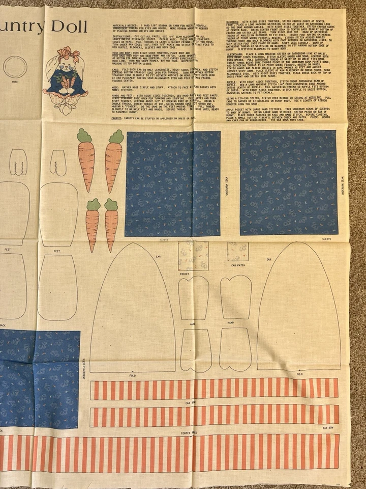 Patches The Country Doll Bunny Cut And Sew Pattern Stuffed Animal  - Image 4 of 4