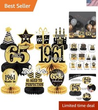 9PCS 65th Birthday decorations 65th birthday Centerpieces for Tables Decorati...