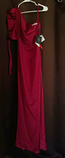 Ieena for Mac Duggal Red One-Shoulder Short Sleeve Dress Gown Size 2