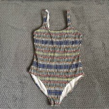 Athleta Multicolor Striped One Piece Swimsuit Size Medium No Pad Inserts