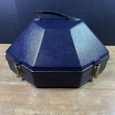 Western Cowboy Hat Case Hard Plastic Blue With Handle Travel Storage Hat USA