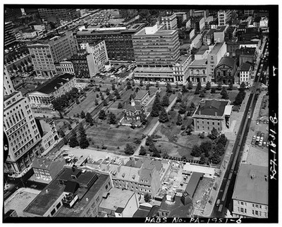 Philadelphia Pennsylvania 1950s Chestnut Walnut Third St Aerial City Hall View