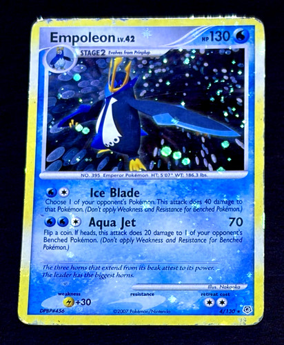 2007 Pokemon EMPOLEON Diamond & Pearl Base Set HOLO BLEED Error Card 4/130 SWIRL