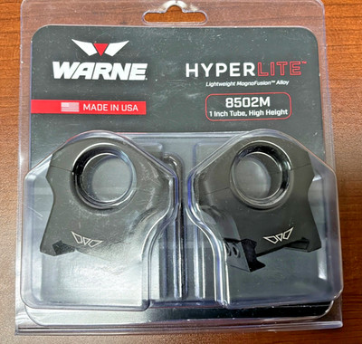 Warne HyperLite Picatinny-Style Scope Rings 1'', High, Matte Black #8502M