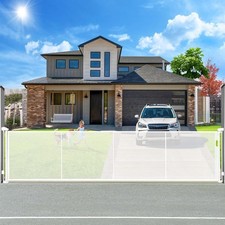 160" Retractable Baby Gates Extra Wide Dog Gate, 37" Tall x 160" Wide White