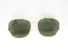 BAUSCH LOMB SQUARE GOLD METAL CLIP-ON SUNGLASSES 45 MM 120285