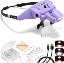 Rechargeable Magnifying Glass with Light 1X-4X Lighted Magnifier Purple
