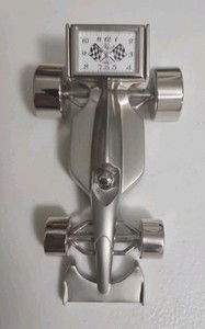 Vintage~ Heavy Diecast~Miniature Formula-1 Race Car~Quartz clock has battery tab
