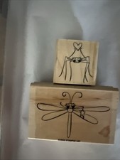 STAMPIN' UP "Cute As a Bug" ladybug dragonfly Wood Mounted rubber stamp 6 NEW