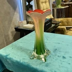 Vintage Murano Style Open Jack in the Pulpit Art Glass Calla Lily Vase 8" tall