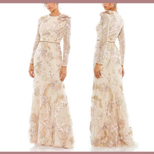 NWT Mac Duggal [ 16 ] 11174 Floral Embroidered Lace Trumpet Gown Blush #J2318