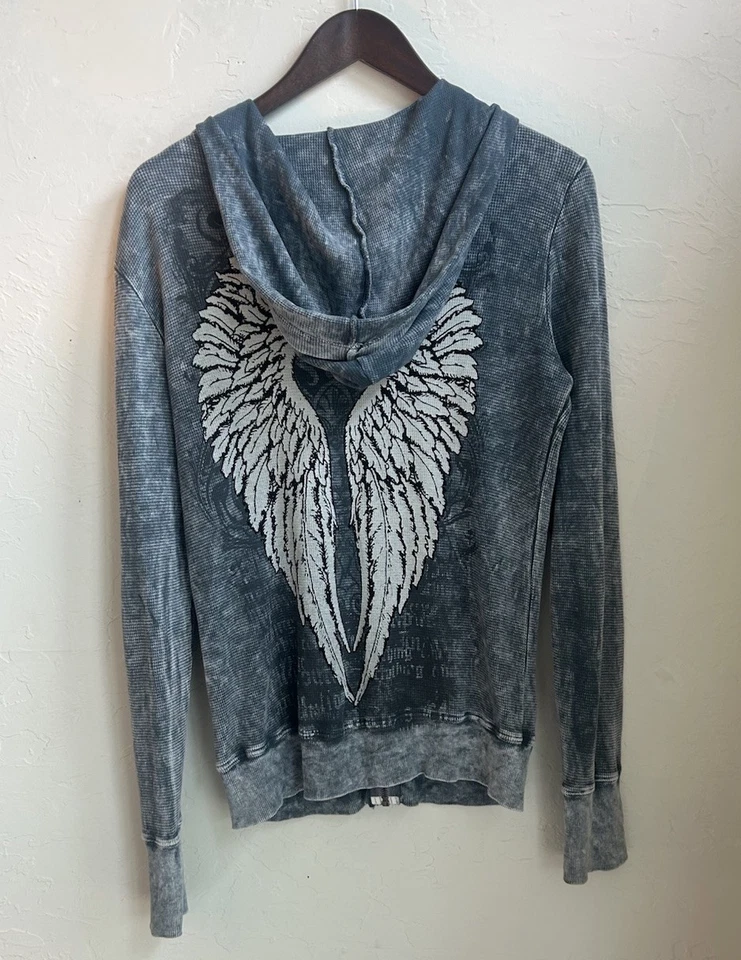 Sudadera con Capucha Térmica Ligera Y2K Urban X De Colección M Alas Cyber Grunge Estrás Foto 2 de 4