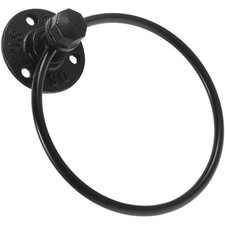Rustic Black Iron Bathroom Towel Ring Wall Mounted Holder for Hand Towels