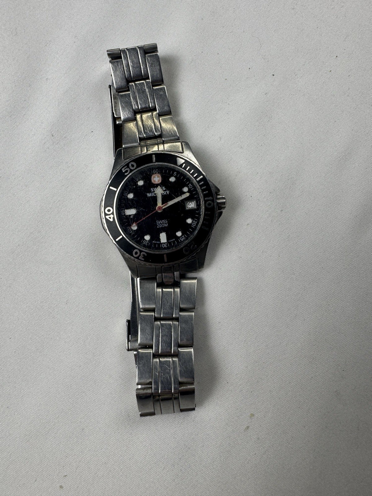 Men's Swiss Military Watch Wenger Aquagraph Black Luminous Dial 79076