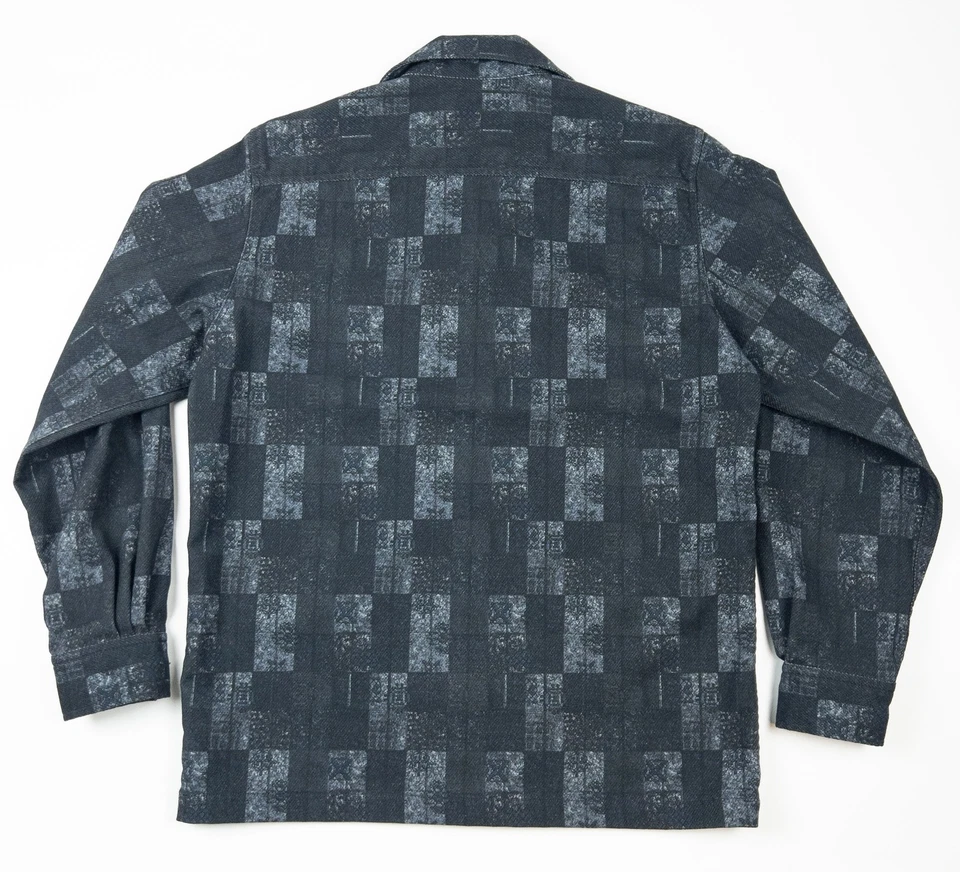 Beams Plus Komatsu Overshirt Jacket Men's Medium Gray Plaid Check Spread Collar - Image 3 of 4