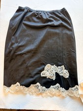 Vintage 1960  s Gaymode Black Lace Trim Nylon Lingerie Slip Med Petite