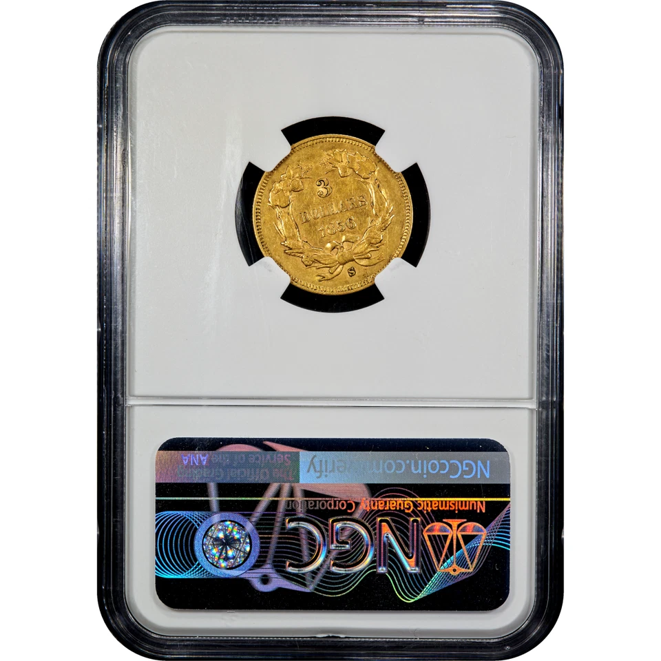 1856-S Three Dollar $3 NGC AU50  - Image 3 of 4