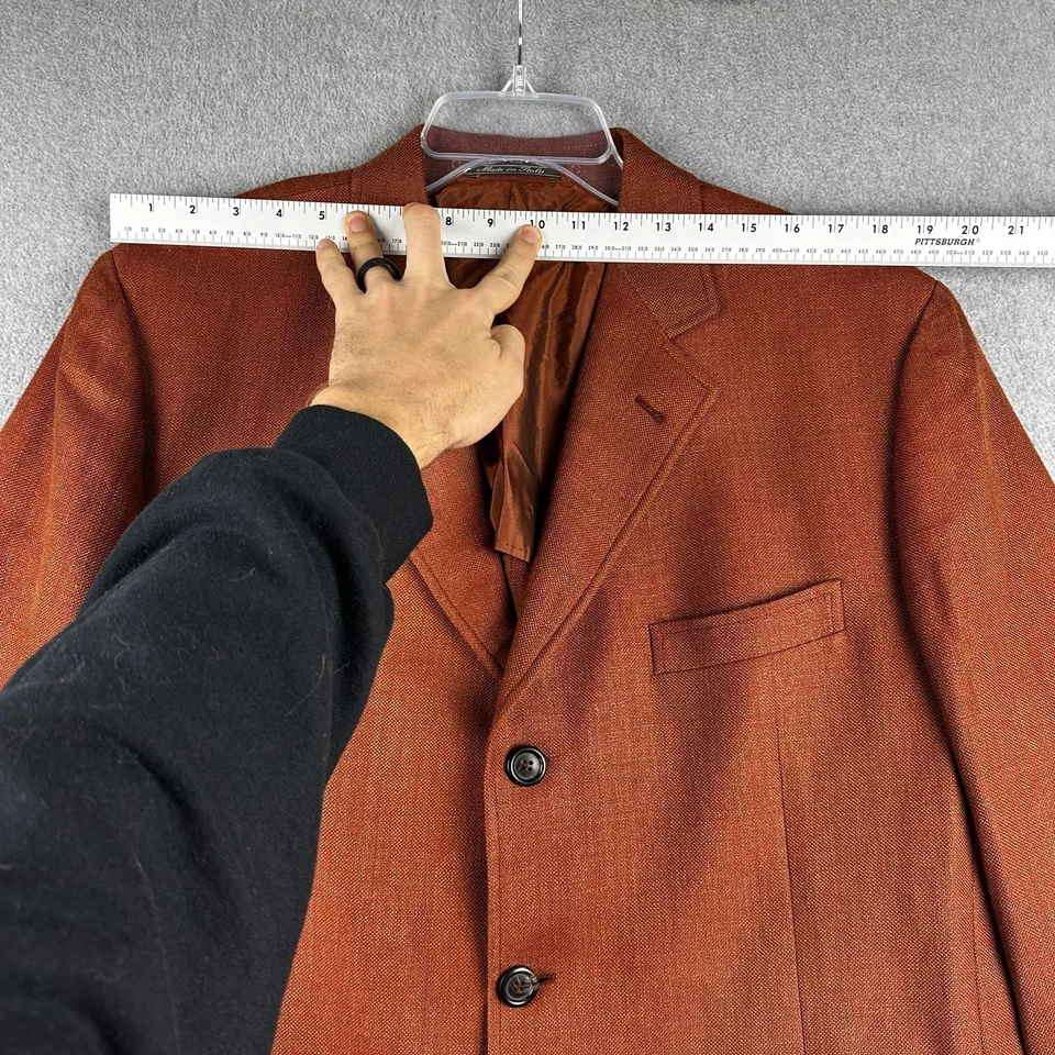 Abrigo deportivo Corneliani para hombre 44R naranja óxido lino seda lana hecho en Italia Blazer Foto 3 de 4