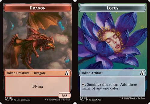1x Dragon // Lotus Double-Sided Token MTG - Reality Fracture - NM-Mint