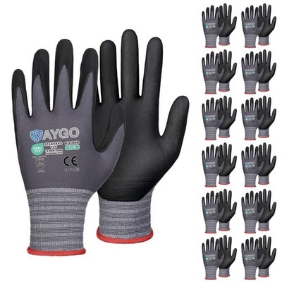 KAYGO Safety Work Gloves, MicroFoam Nitrile Coated, Men Women,KG18N | Anti-Sl...