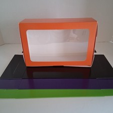 46 Pack 9.5x6x3 Bakery Boxes with Window, 4 Colors