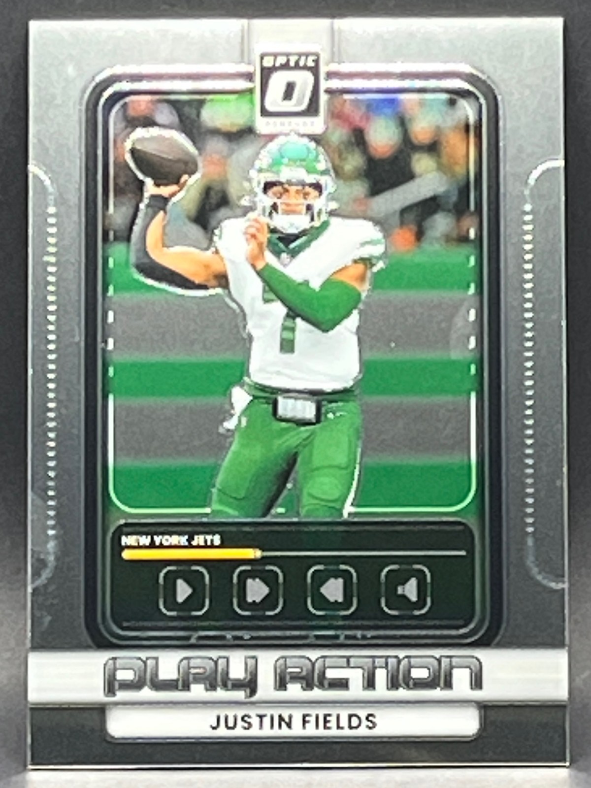 Justin Fields 2025 Donruss Optic #17 Play Action New York Jets