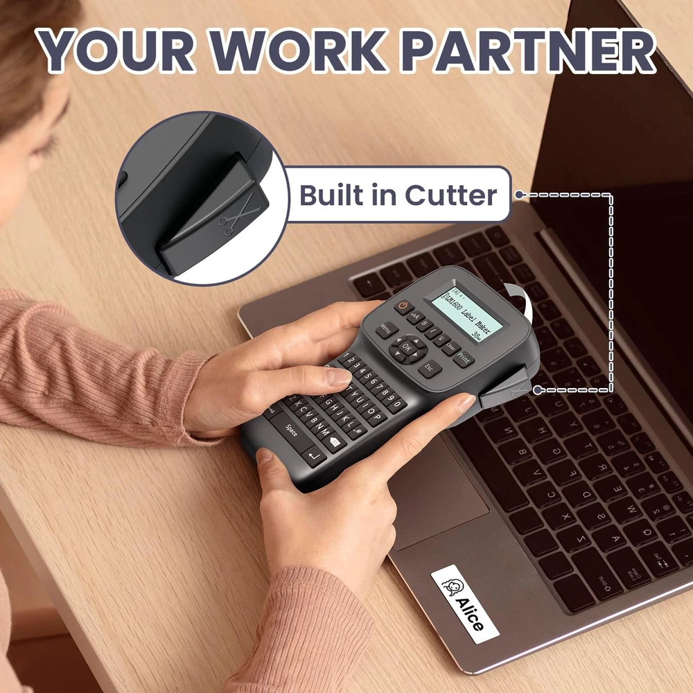 Portable Rechargeable Waterproof Label Maker Machine with Tapes for Home & Office