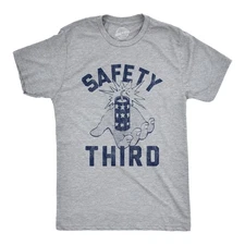 Mens Safety Third T Shirt Funny 4th of July Fireworks Show Summer Graphic