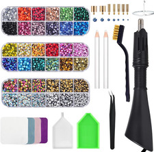 Bedazzler Kit with Rhinestones, Hot Fixed Gems Craft Applicator - Diamond Painti