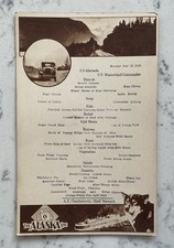VINTAGE ALASKA STEAMSHIP CO THE ALASKA LINE CRUISE SHIP MENU SS ALAMEDA 1929 715