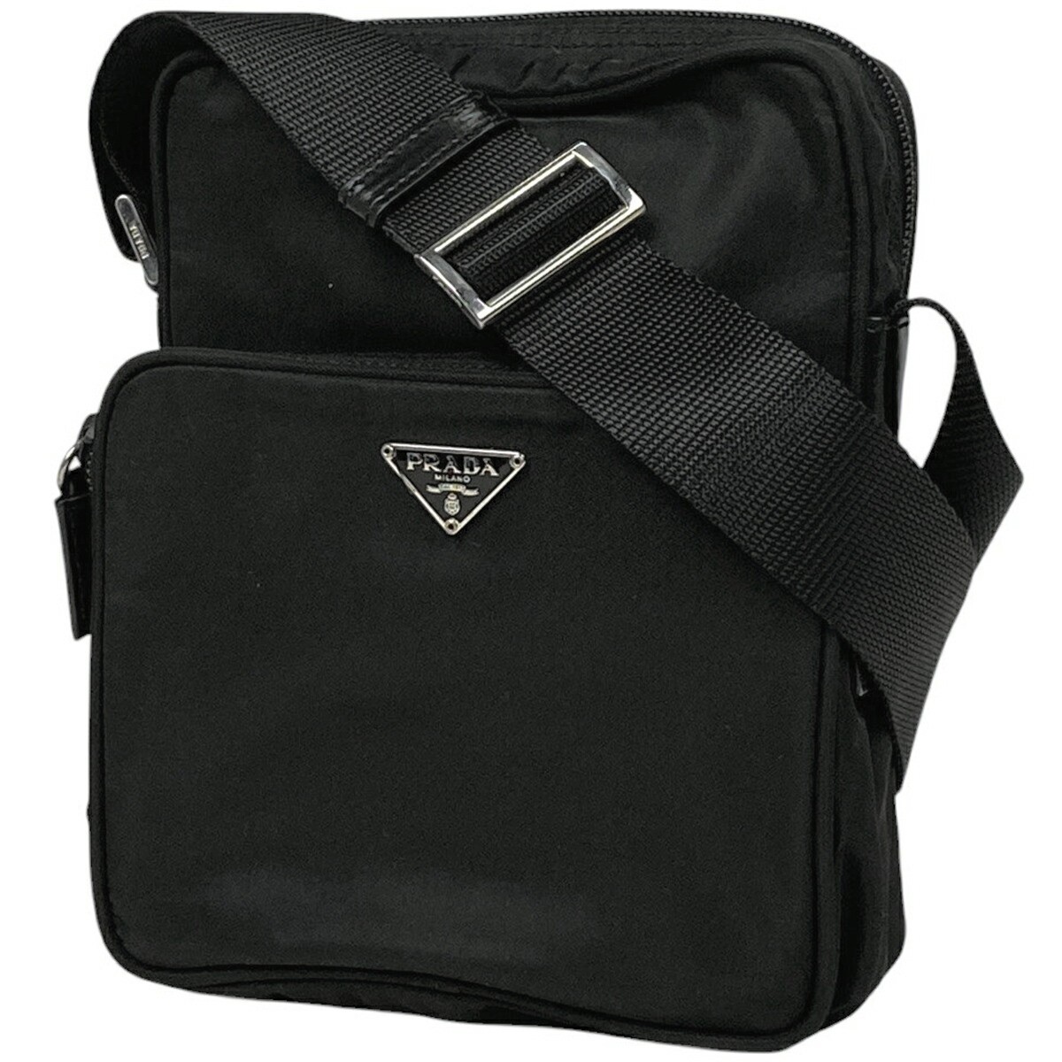 Prada Shoulder Bag Black Nylon Logo Plate Crossbody Bt0169 Womens US