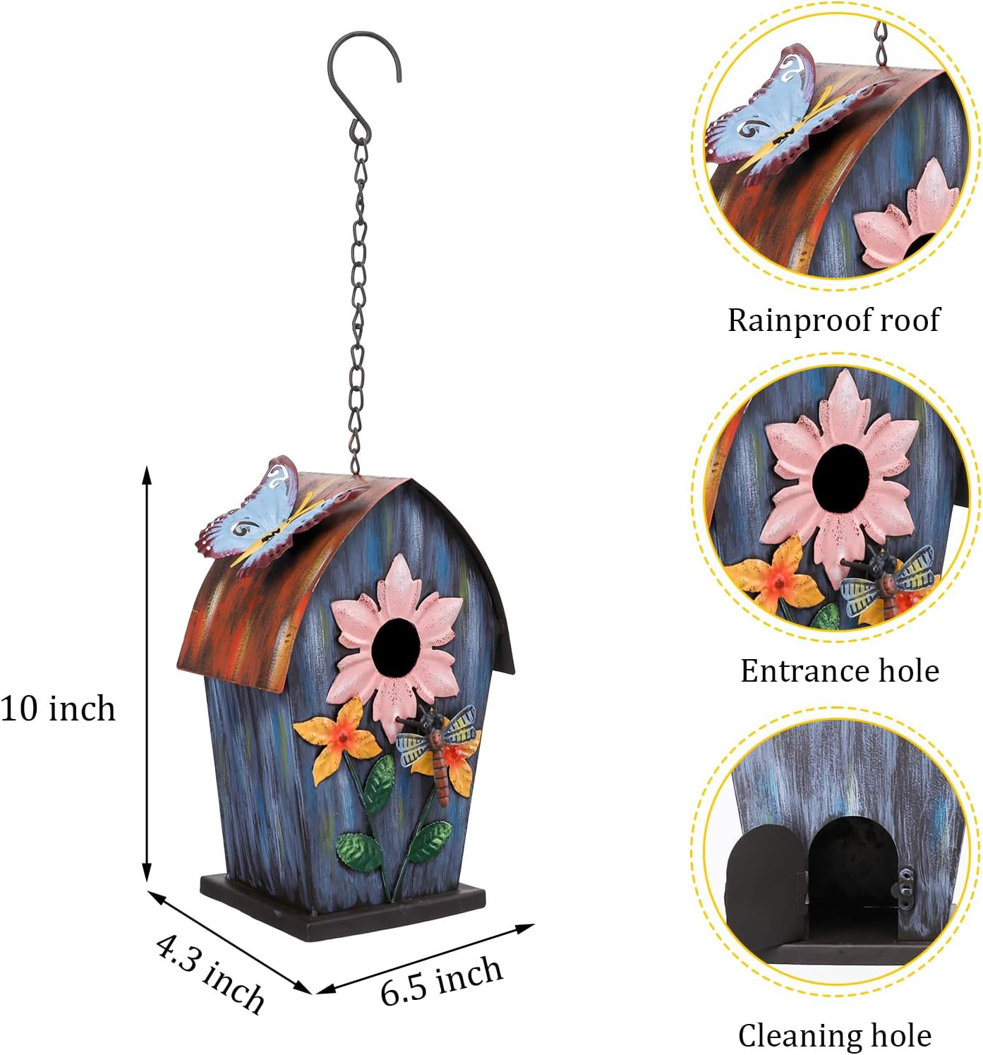 Metal Bird Houses for outside Hanging,Wild Bird House Outdoor, Decorative Birdho