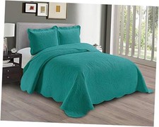 Linen Plus Embossed Coverlet Bedspread Set King/California King Turquoise